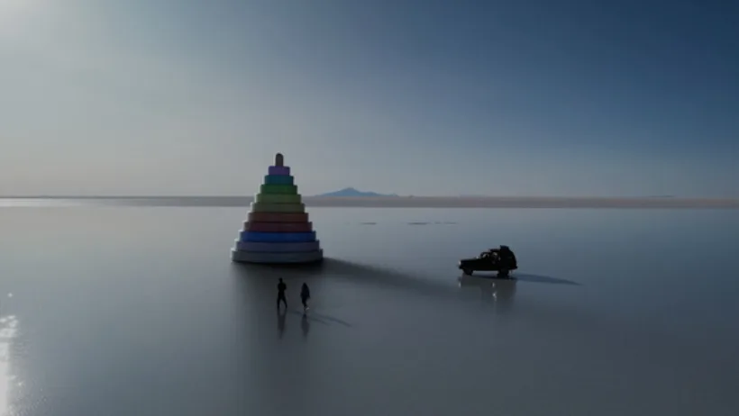 Seaside scene with a virtual object inserted using V-LITE's estimated lighting